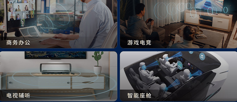 定向音響聚音屏技術(shù)已廣泛應(yīng)用于  　　商務(wù)辦公、居家?jiàn)蕵?lè)、老年人輔聽(tīng)等場(chǎng)景